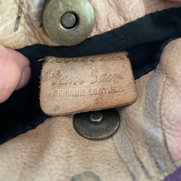 Vintage Sam Sam Soft Leather Geometric Hand Painted Crossbody Purse - Picture 3 of 5